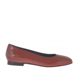 Zapato bailarina para mujer en piel rojo ladrillo con punta cuadrada tacon 1 - Tallas disponibles:  33