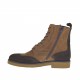 Botines para mujer con cordones y cremallera en gamuza marron y marron oscura tacon 3 - Tallas disponibles:  32