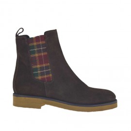 Stivaletto stringato da donna con elastici stile Burberry in camoscio marrone tacco 3 - Misure disponibili: 32