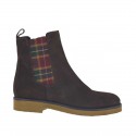 Woman's laced ankle boot with elastic bands Burberry style in brown suede heel 3