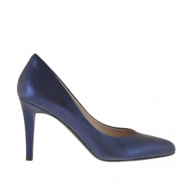 Decolté da donna in pelle laminata blu tacco 9 - Misure disponibili: 31, 32