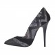 Escarpin pour femmes en cuir et daim noir et cuir imprimé gris talon 10 - Pointures disponibles:  32, 42