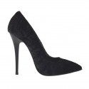 Escarpin pour femmes en velours noir avec talon en vernis 10