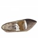 Zapato de salon para mujer en terciopelo marron con tacon barnizado 10 - Tallas disponibles:  32, 42