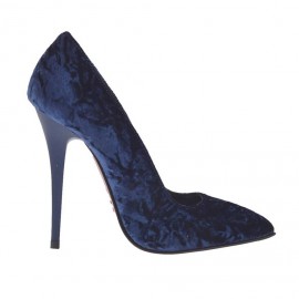 Decolté da donna in velluto blu tacco lucido 10 - Misure disponibili: 42