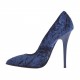 Zapato de salon para mujer en terciopelo azul con tacon barnizado 10 - Tallas disponibles:  42