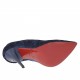 Zapato de salon para mujer en terciopelo azul con tacon barnizado 10 - Tallas disponibles:  42