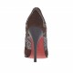 Zapato de salon para mujer en piel marron oscura, gamuza marron y piel estampada marron tacon 10 - Tallas disponibles:  42