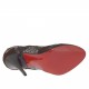 Zapato de salon para mujer en piel marron oscura, gamuza marron y piel estampada marron tacon 10 - Tallas disponibles:  42