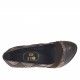 Zapato de salon para mujer en piel marron oscura, gamuza marron y piel estampada marron tacon 10 - Tallas disponibles:  42