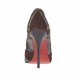 Zapato de salon a punta para mujer en piel marron oscura, gamuza marron y piel estampada marron tacon 10 - Tallas disponibles:  32, 34, 42