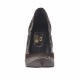 Zapato de salon a punta para mujer en piel marron oscura, gamuza marron y piel estampada marron tacon 10 - Tallas disponibles:  32, 34, 42