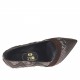Zapato de salon a punta para mujer en piel marron oscura, gamuza marron y piel estampada marron tacon 10 - Tallas disponibles:  32, 34, 42