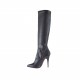 Bottes pour femmes en cuir et matériau élastique noir avec talon 11 - Pointures disponibles:  32