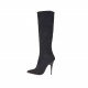 Woman's boot in black suede and elastic material heel 10 - Available sizes:  31