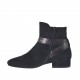 Woman's ankle boot with zipper, elastic, buckle and studs in black suede and leather heel 2 - Available sizes:  33
