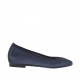 Ballerina da donna con punta sfilata in pelle color blu glitterato tacco 1 - Misure disponibili: 32