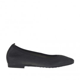 Ballerina da donna con punta sfilata in pelle color nero glitterato tacco 1 - Misure disponibili: 32