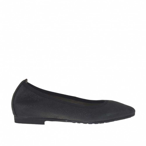 Ballerina da donna con punta sfilata in pelle color nero glitterato tacco 1 - Misure disponibili: 32