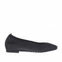 Woman's pointy ballerina shoe in black glittery leather heel 1