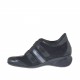 Zapato deportivo para mujer con cierres de velcro en piel y gamuza negra y bronce de cañon cuña 5 - Tallas disponibles:  42