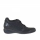 Zapato para mujer con cordones en piel y piel estampada negra cuña 5 - Tallas disponibles:  42, 44