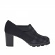 Zapato alto al tobillo con elasticos para mujer en gamuza y gamuza imprimida escocésa negra tacon 7 - Tallas disponibles:  45