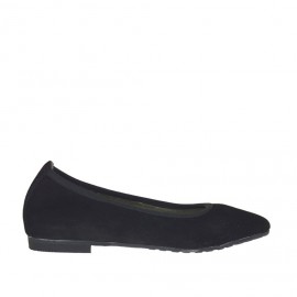 Ballerina da donna con punta sfilata in camoscio nero tacco 1 - Misure disponibili: 32
