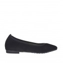 Woman's pointy ballerina shoe in black suede with heel 1