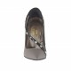Woman's pump shoe in dove grey leather with black patent leather strap with studs heel 10 - Available sizes:  42