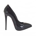 Zapato de salon con plataforma para mujer en charol negro con tacon 11