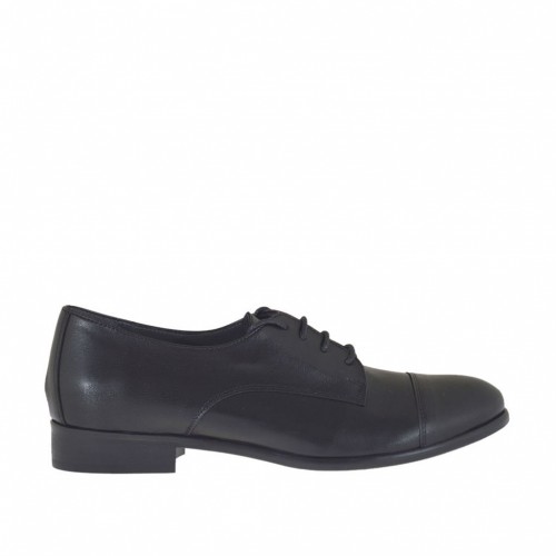 Derbyschuh für Damen mit Schnürsenkel aus schwarzem Leder Absatz 2 - Verfügbare Größen:  32