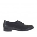 Zapato derby para mujer con cordones en piel negra tacon 2