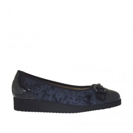 Bailerina con accessorio para mujer en terciopelo y charol negro cuña 3 - Tallas disponibles:  32