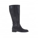 Woman's boot with inner zipper and buckle in black leather heel 2