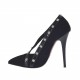 Decolté da donna con fascetta in camoscio e vernice nera con borchie tacco 10 - Misure disponibili: 42