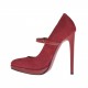 Zapato de salon para mujer con cinturon y plataforma en gamuza y charol rojo tacon 11 - Tallas disponibles:  31