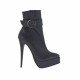 Woman's ankle boot with buckle, zipper and platform in black leather and elastic leather heel 12 - Available sizes:  42