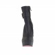 Damenstiefelette mit Schnalle, Reissverschluss und Plateau in schwarzem Leder und elastischem Leder Absatz 12 - Verfügbare Größen:  42