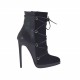 Stivaletto con cerniera, laccio e plateau in pelle e camoscio nero tacco 11 - Misure disponibili: 32, 42