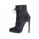 Bottine à lacets avec fermeture éclair et plateforme en cuir et daim noir talon 11 - Pointures disponibles:  32, 42