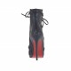 Woman's ankle-boot with lace, zipper and platform in black leather and suede heel 11 - Available sizes:  32, 42