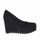Woman's pump with coated wedge heel and platform in black leather with wedge heel 9 - Available sizes:  42