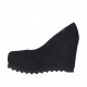 Woman's pump with coated wedge heel and platform in black leather with wedge heel 9 - Available sizes:  42