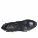 Zapato de salon para mujeres con correa salomé y cuña y plataforma cubierta en piel color negro cuña 9 - Tallas disponibles:  43