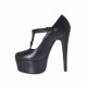 Decolté da donna con cinturino charleston e plateau in pelle nera tacco 13 - Misure disponibili: 42