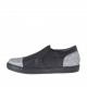Zapato para mujer con elasticos en piel negra con brillo plateado cuña 2 - Tallas disponibles:  32, 33, 34