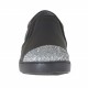 Chaussure pour femmes avec elastiques en cuir noir avec paillettes argent talon compensé 2 - Pointures disponibles:  32, 33, 34