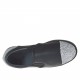 Zapato para mujer con elasticos en piel negra con brillo plateado cuña 2 - Tallas disponibles:  32, 33, 34