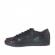 Sportlicher Damenschnürschuh mit Reissverschlüssen aus schwarzem Leder und bordeauxfarbenem Lackleder Keilabsatz 2 - Verfügbare Größen:  32